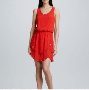 Nicole Miller Artelier Red Silk Dress Mirror Detai